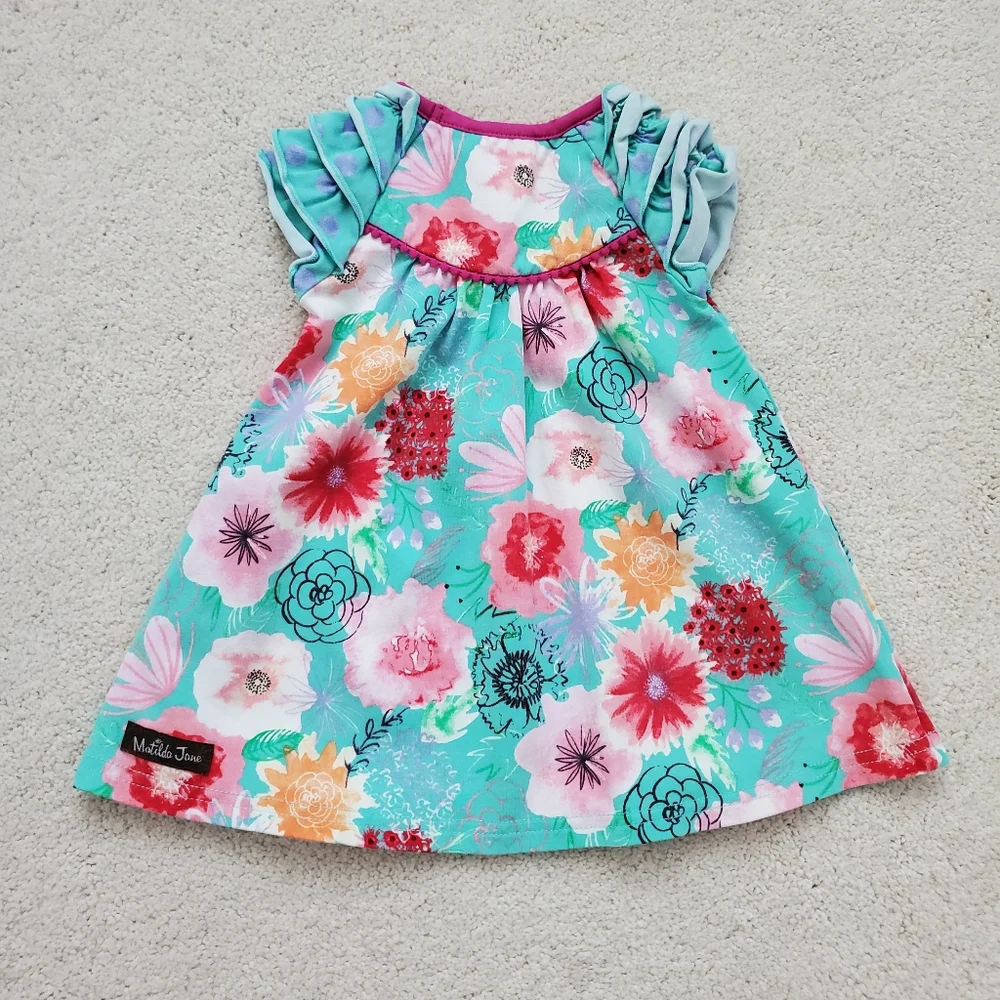 Matilda Jane Pick Up Sticks The Adventure Begins Floral Dress sz3-6m